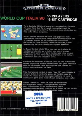 World Cup Italia '90 (Europe) box cover back